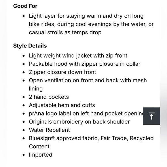 New PrAna Encinitas Windbreaker in Black Size M - Picture 15 of 16